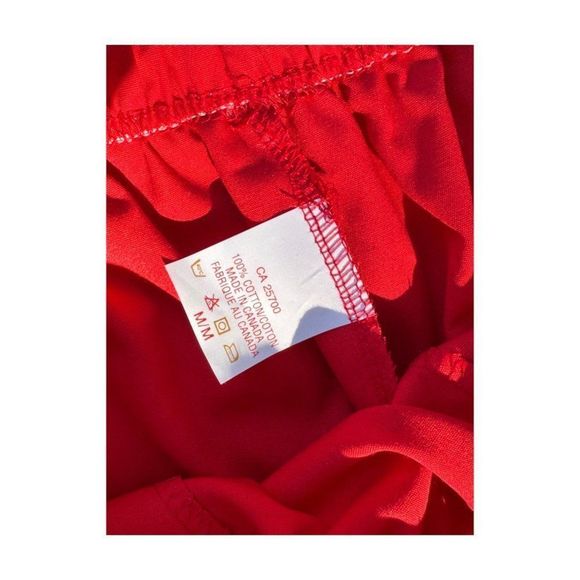 80s DOMO Red Canvas Shorts Drawstring Elastic Waist We Jump To The Pump Unisex - Picture 3 of 6